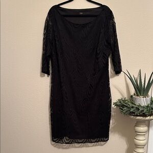ILE New York Chic Black Lace 3/4 Sleeve Dress